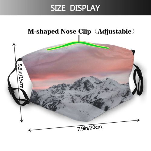 yanfind Ice Glacier Dolomites Sunset Exposure Hike Dawn Twilight Road Snowy Frozen Streaks Dust Washable Reusable Filter and Reusable Mouth Warm Windproof Cotton Face