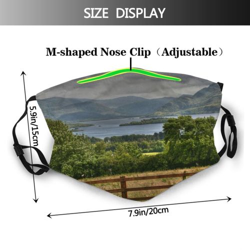 yanfind Ireland Reservoir Sky Grass Loch Fence Cloud Bushes Clouds Killarney Highland Sky Dust Washable Reusable Filter and Reusable Mouth Warm Windproof Cotton Face