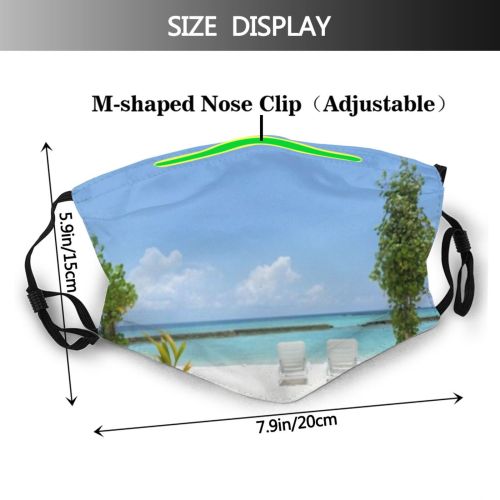 yanfind Chairs Lounge Chaise Ocean Longue Caribbean Bay Scenic Tropical Maldive Coastline Seaside Dust Washable Reusable Filter and Reusable Mouth Warm Windproof Cotton Face