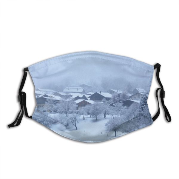yanfind Winter Table Frost Lonely Snowy Bench Pastel Bushes Winter Natural Grey Frosty Dust Washable Reusable Filter and Reusable Mouth Warm Windproof Cotton Face
