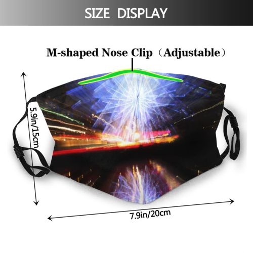 yanfind Motion Carousel Blur Night Reflextion Purple Speed Fireworks Sky Big Night Light Dust Washable Reusable Filter and Reusable Mouth Warm Windproof Cotton Face