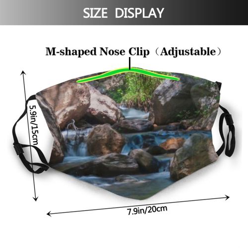 yanfind Cascade Fall Vacation Flow Beautiful River Spring Forest Scenic Wooded Scenery Wild Dust Washable Reusable Filter and Reusable Mouth Warm Windproof Cotton Face