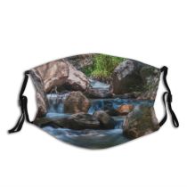 yanfind Cascade Fall Vacation Flow Beautiful River Spring Forest Scenic Wooded Scenery Wild Dust Washable Reusable Filter and Reusable Mouth Warm Windproof Cotton Face