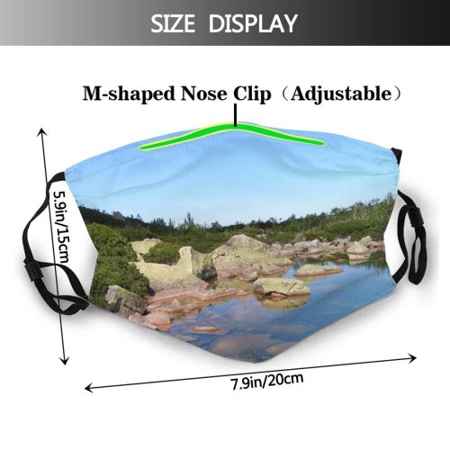 yanfind Moutain Resources Lake Natural Wilderness Pond Watercourse Landscape Rocks Rock Trees River Dust Washable Reusable Filter and Reusable Mouth Warm Windproof Cotton Face