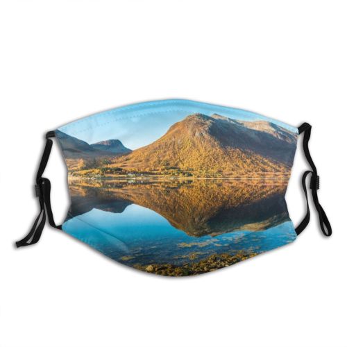 yanfind Lake Daylight Reflections Mountain Clouds High Mountains Peak Grass Outdoors Sky Stones Dust Washable Reusable Filter and Reusable Mouth Warm Windproof Cotton Face