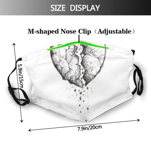 yanfind February Isolated Romance Cute Doodle Scribble Vintage Design Valentine Love Romantic Art Dust Washable Reusable Filter and Reusable Mouth Warm Windproof Cotton Face