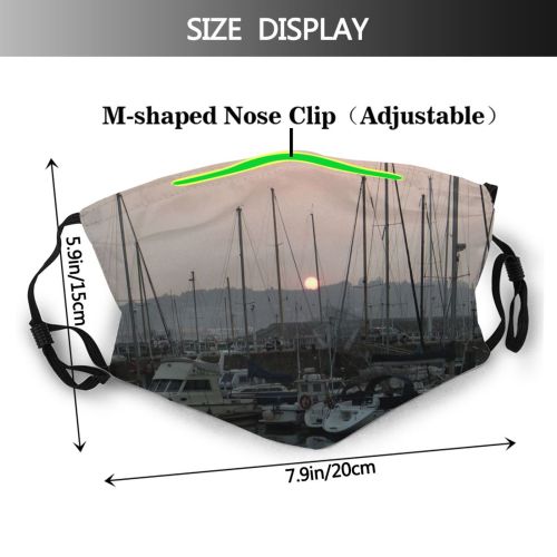 yanfind Marina Harbor Mast Sky Reflection Vehicle Atardecer Boat Atmospheric Port Puerto Dust Washable Reusable Filter and Reusable Mouth Warm Windproof Cotton Face