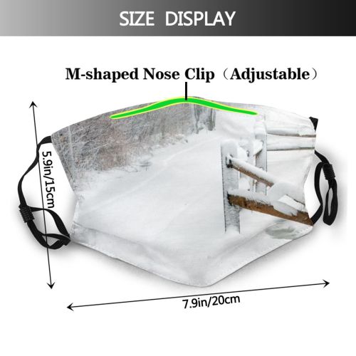 yanfind Winter Path Winter Branches Geological Fence Snow Horizon Tree Blizzard Frost Storm Dust Washable Reusable Filter and Reusable Mouth Warm Windproof Cotton Face