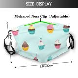 yanfind Cafe Cute Seamless Dessert Vintage Design Sweet Muffin Concept Cupcake Drawn Invitation Dust Washable Reusable Filter and Reusable Mouth Warm Windproof Cotton Face