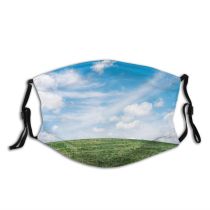 yanfind Idyllic Pasture Earth Park Field Clouds Mac Free Grass Meadow Desktop Horizon Dust Washable Reusable Filter and Reusable Mouth Warm Windproof Cotton Face