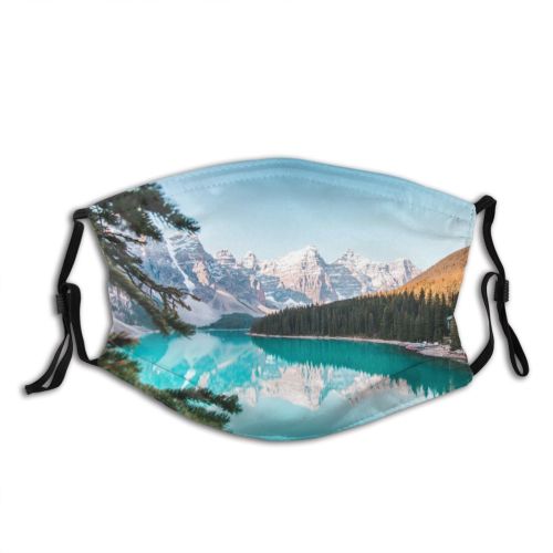 yanfind Idyllic Shot Foliage Lake Vacation Calm Wide Mountain Daytime Peaks Picturesque Scenery Dust Washable Reusable Filter and Reusable Mouth Warm Windproof Cotton Face