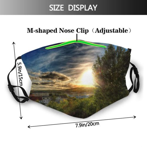 yanfind HDR Sky Horizon Dusk Morning Sun Cloud Landscape Sky Street City Saturation Dust Washable Reusable Filter and Reusable Mouth Warm Windproof Cotton Face