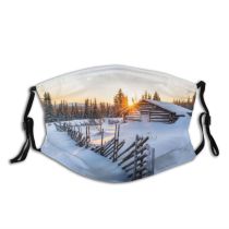 yanfind Dawn Harjedalen Atmospheric Wood Cabin Snowdrift Mood Cottage Scandinavia Tranquility Agriculture Built Dust Washable Reusable Filter and Reusable Mouth Warm Windproof Cotton Face