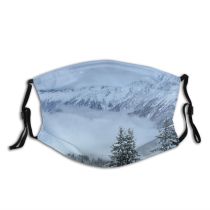 yanfind Winter Sky Smog Winter Atmospheric Geological Landscape Mountain Sky Capped Valley Snow Dust Washable Reusable Filter and Reusable Mouth Warm Windproof Cotton Face
