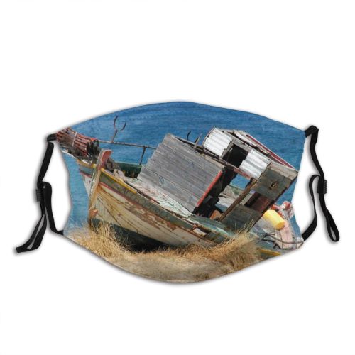 yanfind Holidays Vehicle Vessel Azure Sun Coast Sea Boat Island Shipwreck Fishing Watercraft Dust Washable Reusable Filter and Reusable Mouth Warm Windproof Cotton Face