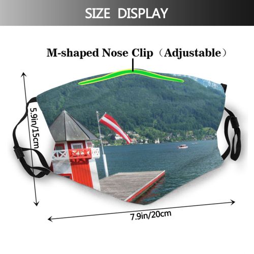 yanfind Landing Beautiful Vehicle Leisure Lake Stage Striped Sound Traunsee Mountain Austria Upper Dust Washable Reusable Filter and Reusable Mouth Warm Windproof Cotton Face