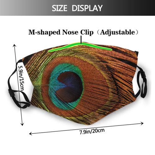 yanfind Iris Natural Peacock Art Fractal Graphics Accessory Feather Eye Peacocks Plume Macro Dust Washable Reusable Filter and Reusable Mouth Warm Windproof Cotton Face