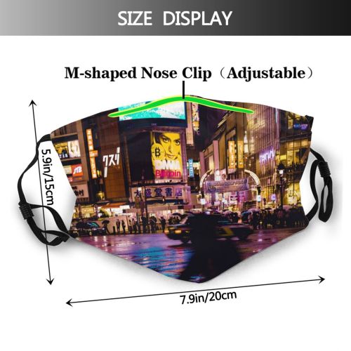 yanfind Japan Motion Reflections Downtown Evening Cars Night Display Road Monitors Time Nightlife Dust Washable Reusable Filter and Reusable Mouth Warm Windproof Cotton Face