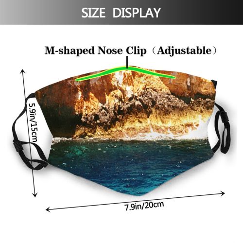 yanfind Natural Watercourse Landscape Sea Sky Rock Coastal Formation Landforms Shore Cave Cave Dust Washable Reusable Filter and Reusable Mouth Warm Windproof Cotton Face