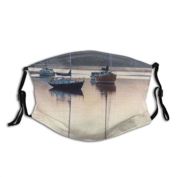 yanfind Transportation Sailboat Reflection Sky Vehicle Calm Morning Boat Atmospheric Sea Dust Washable Reusable Filter and Reusable Mouth Warm Windproof Cotton Face
