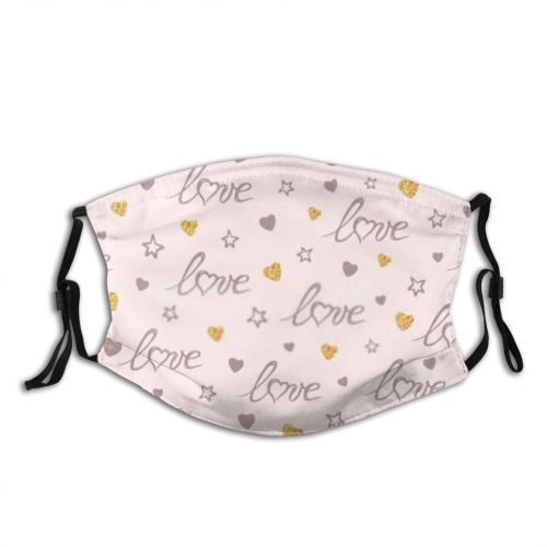yanfind Abstract Calligraphy Isolated Romance Cute Seamless Womans Font Doodle Handwritten Glitter Different Dust Washable Reusable Filter and Reusable Mouth Warm Windproof Cotton Face