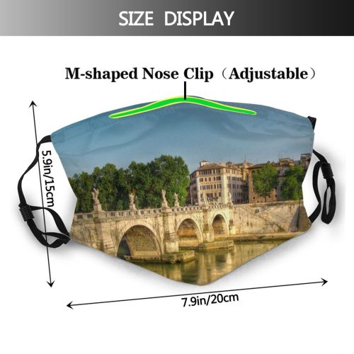 yanfind Humpback Aqueduct Civilization Arch Watercourse Landscape Reflection Pool Classic Ancient River Rome Dust Washable Reusable Filter and Reusable Mouth Warm Windproof Cotton Face