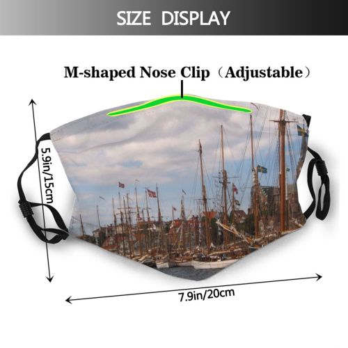 yanfind Tall Sail Watercraft Mast Windjammer Boats Flags Barque Vehicle Ship Ship Nautical Dust Washable Reusable Filter and Reusable Mouth Warm Windproof Cotton Face