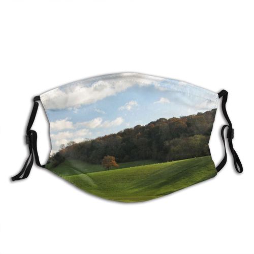 yanfind Field Highland Sky Field Natural Autumn Landscape Pasture Hill Clouds Grassland Sport Dust Washable Reusable Filter and Reusable Mouth Warm Windproof Cotton Face