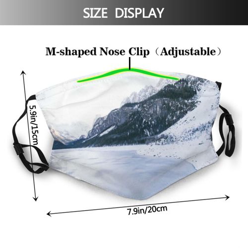 yanfind Ice Lake Daylight Frost Mountain Clouds Frozen Altitude High Mountains Peak Winter Dust Washable Reusable Filter and Reusable Mouth Warm Windproof Cotton Face