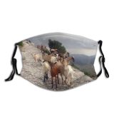 yanfind Goat Goatherd Goats Herd Rain Rock Mountain Cow Herding Pack Vertebrate Family Dust Washable Reusable Filter and Reusable Mouth Warm Windproof Cotton Face