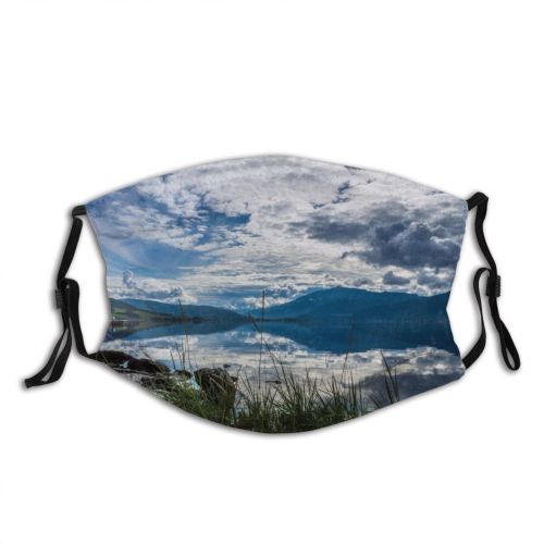 yanfind Idyllic Mountain Rock Clouds Tourism River Scenery Mountains Beautiful Grass Outdoors Sky Dust Washable Reusable Filter and Reusable Mouth Warm Windproof Cotton Face
