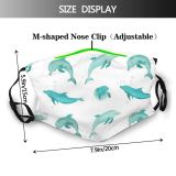 yanfind Abstract Isolated Swim Clipart Dolphin Cute Friendly Seamless Wildlife Summer Design Beautiful Dust Washable Reusable Filter and Reusable Mouth Warm Windproof Cotton Face