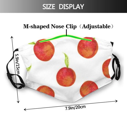 yanfind Isolated Peach Cute Vegetarian Seamless Berry Natural Juicy Summer Ornament Fresh Design Dust Washable Reusable Filter and Reusable Mouth Warm Windproof Cotton Face