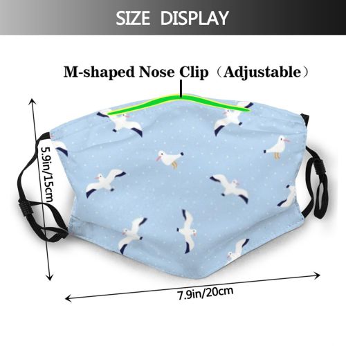 yanfind Childish Kid Vacation Repeated Beach Fabric Nautical Flying Polka Travel Summer Doodle Dust Washable Reusable Filter and Reusable Mouth Warm Windproof Cotton Face