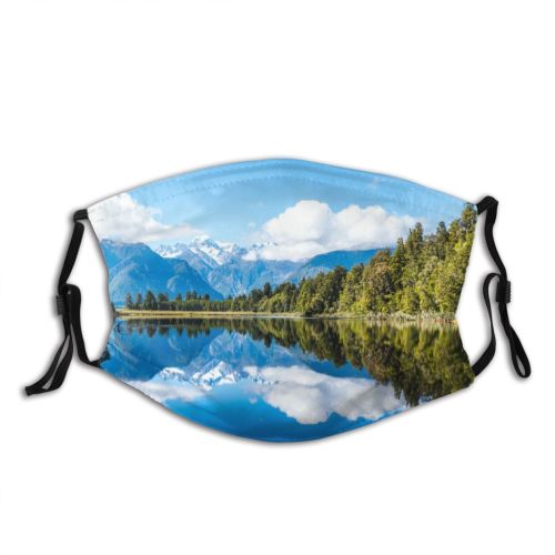 yanfind Lake Daylight Calm Mountain Forest Tranquil Scenery Snow Outdoors Season Trees Sky Dust Washable Reusable Filter and Reusable Mouth Warm Windproof Cotton Face