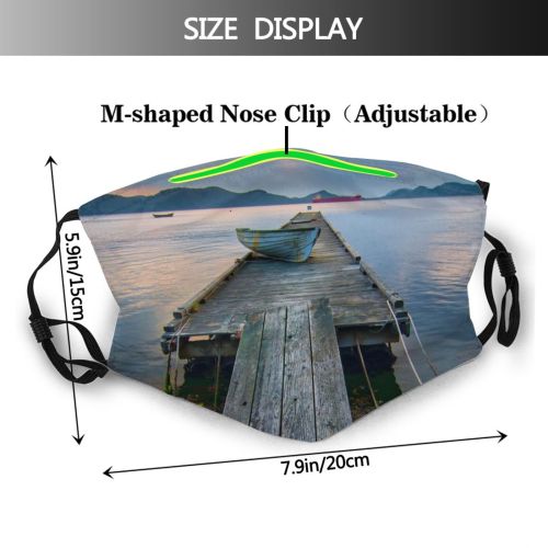 yanfind Jetty Wooden Planks Transportation Calm Sunset Ship Sea Clouds Watercrafts Dock Scene Dust Washable Reusable Filter and Reusable Mouth Warm Windproof Cotton Face