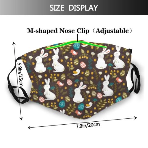 yanfind Bird Cute Easter Seamless Rabbit Vintage Ornament Design Beautiful Leaf Bunny Decoration Dust Washable Reusable Filter and Reusable Mouth Warm Windproof Cotton Face