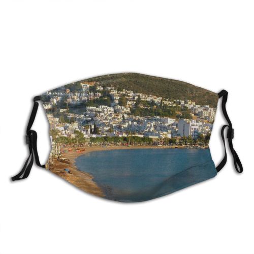 yanfind Winter Town Azure Coast Shore Landscape Sea Sky Coastal Bay Landforms Beach Dust Washable Reusable Filter and Reusable Mouth Warm Windproof Cotton Face