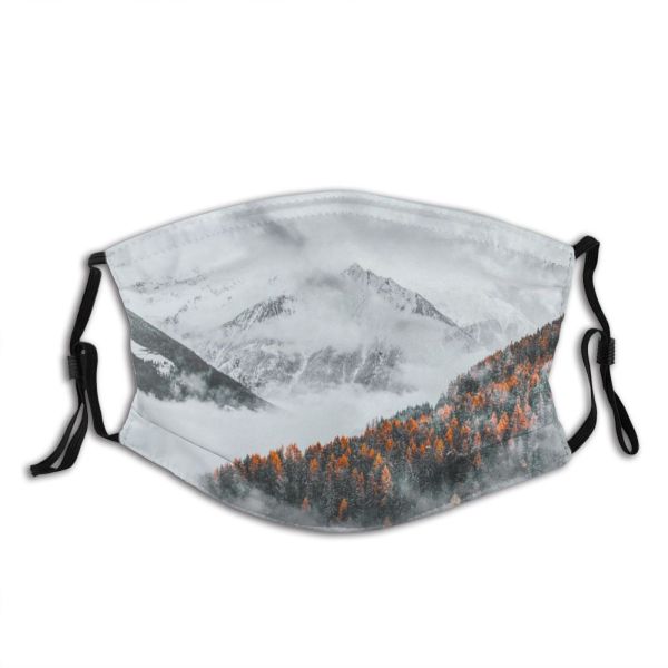 yanfind Ice Glacier Daylight Frost Frosty Wide Mountain Snowy Icy Forest Clouds Daytime Dust Washable Reusable Filter and Reusable Mouth Warm Windproof Cotton Face