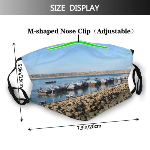 yanfind Coast Marina Ships Resources Shore Sky Iran Waterway Breakwater Chabahar Seaport Sea Dust Washable Reusable Filter and Reusable Mouth Warm Windproof Cotton Face
