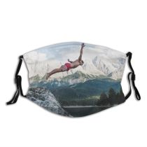 yanfind Ice Lake Jump Daylight Motion Jumping Daytime Mountains Diving Snow Outdoors Trees Dust Washable Reusable Filter and Reusable Mouth Warm Windproof Cotton Face