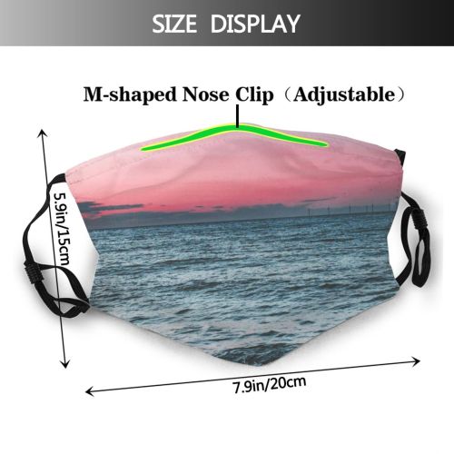 yanfind Idyllic Shore Seaside Dawn Twilight Waves Sea Clouds Beach Tranquil Dramatic Scenery Dust Washable Reusable Filter and Reusable Mouth Warm Windproof Cotton Face