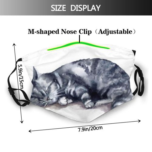 yanfind Isolated Emblem Brush Artwork Cat Kitty Cute Fawn Milk Wildlife Brochure Doodle Dust Washable Reusable Filter and Reusable Mouth Warm Windproof Cotton Face