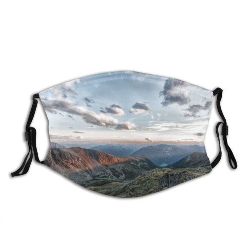 yanfind Idyllic Daylight Mountain Clouds Tranquil Scenery Altitude High Mountains Beautiful Grass Summit Dust Washable Reusable Filter and Reusable Mouth Warm Windproof Cotton Face
