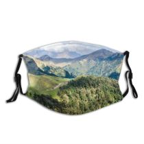 yanfind Idyllic Daylight Sight Forest Clouds Tranquil Scenery Mountains Grass Trees Hills Outdoors Dust Washable Reusable Filter and Reusable Mouth Warm Windproof Cotton Face