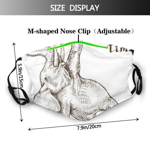 yanfind Abstract Isolated Elephant Cute Wildlife Coloring Doodle Indian Vintage Culture Design Art Dust Washable Reusable Filter and Reusable Mouth Warm Windproof Cotton Face