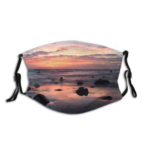 yanfind Lake Golden Sunset Evening Dawn Waves Sea Beach Sun Cloud Dusk Rocks Dust Washable Reusable Filter and Reusable Mouth Warm Windproof Cotton Face