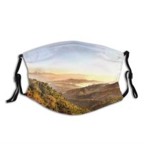 yanfind Idyllic Forest Foggy Misty Woods Tranquil Scenic Trees Calm Hazy Sky Murky Dust Washable Reusable Filter and Reusable Mouth Warm Windproof Cotton Face