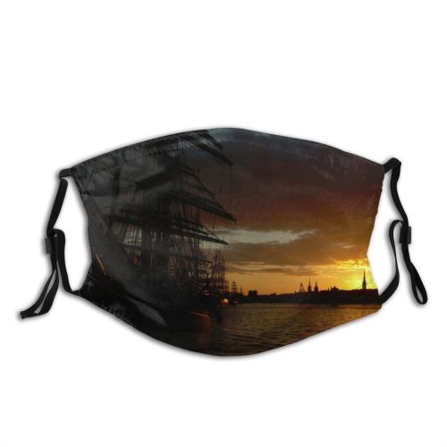 yanfind Tall Races Horizon Sunset Sea Sky Sailing Harbour Ship Afterglow Ocean Tall Dust Washable Reusable Filter and Reusable Mouth Warm Windproof Cotton Face