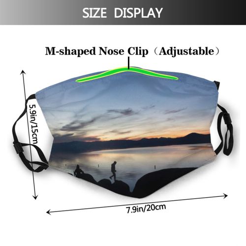 yanfind Lake Sunset Dawn Mountain Backlit Scenery Mountains Outdoors Sky Dusk Range Silhouette Dust Washable Reusable Filter and Reusable Mouth Warm Windproof Cotton Face